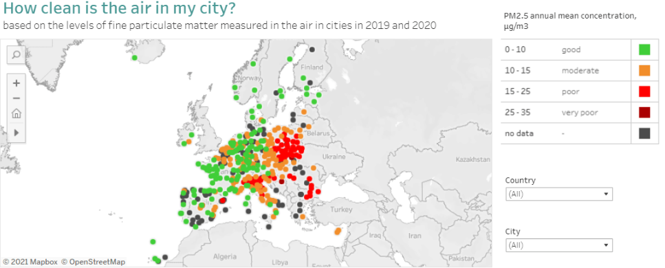Qualità aria in Europa: la classifica delle città con il visualizzatore AEA